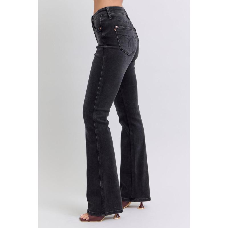 JUDY BLUE HI WAIST TUMMY CONTROL BLACK BOOTCUT JEANS