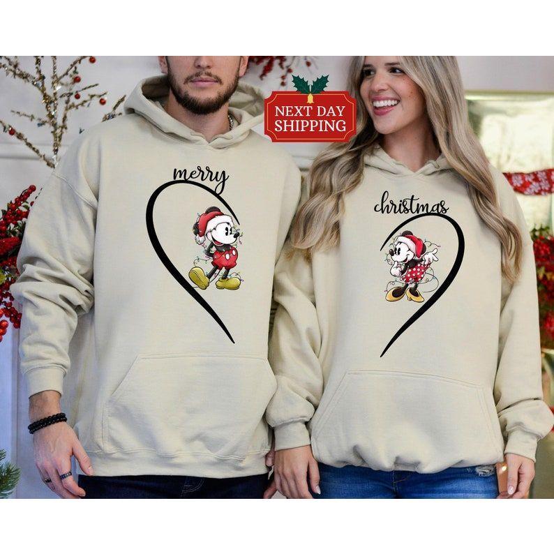 Mickey And Minnie Christmas Couple Merry Christmas Sweatshirt, Christmas Couple Matching, Funny Christmas Couples Sweater,Couples Sweatshirt, Couple Matching Sweatshirt, Hoodie