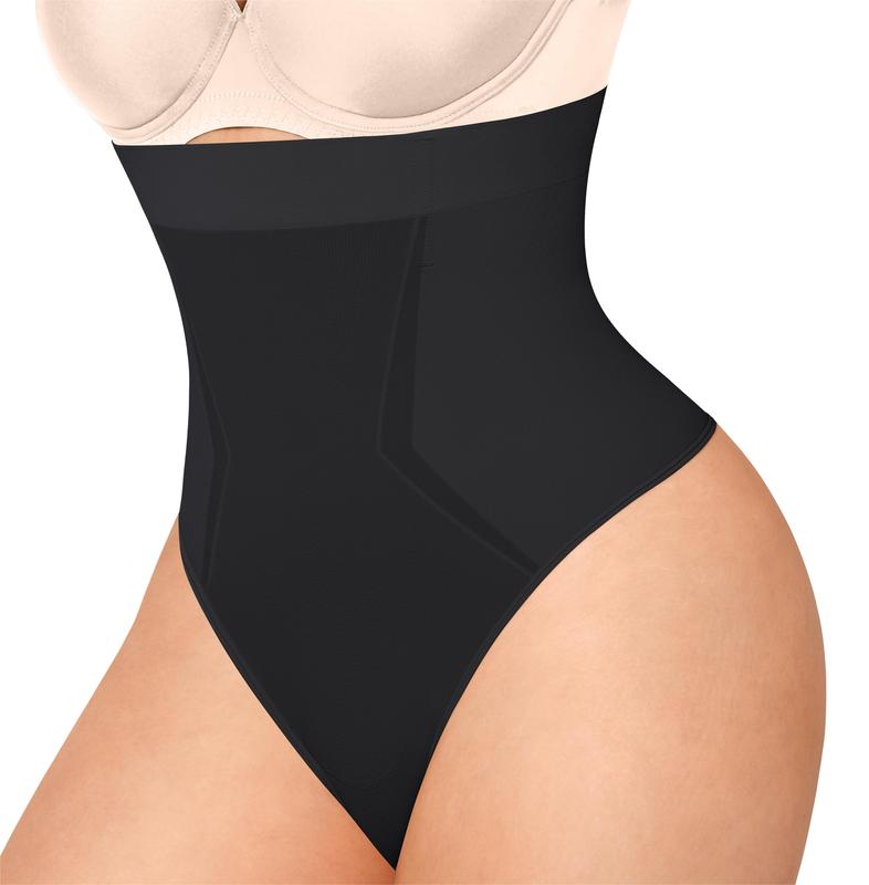 FeelinGirl Thong Shapewear Tummy Control Seamless Shaper Briefs High Waist Panties Girdle for Women Nylon Spandex Womenswear Check