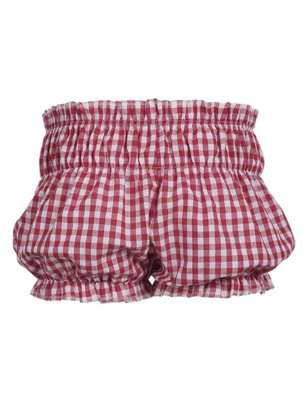 Women's Gingham Print Frill Trim Drop Waist Shorts, Casual Comfy Breathable Shorts for Daily Wear, Ladies Bottoms for Summer