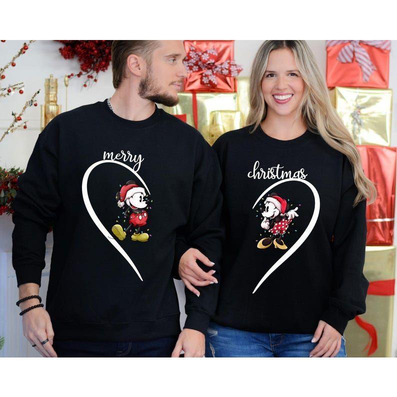 Mickey And Minnie Christmas Couple Merry Christmas Sweatshirt, Christmas Couple Matching, Funny Christmas Couples Sweater,Couples Sweatshirt, Couple Matching Sweatshirt, Hoodie