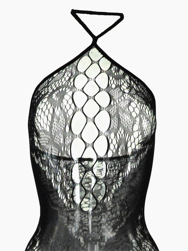 Women's Cut Out Backless Halter Fishnet Sexy Lingerie, Solid Color Sheer Lingerie, Fashion Comfy Ladies Lingerie for All Seasons,  Underwear for Women