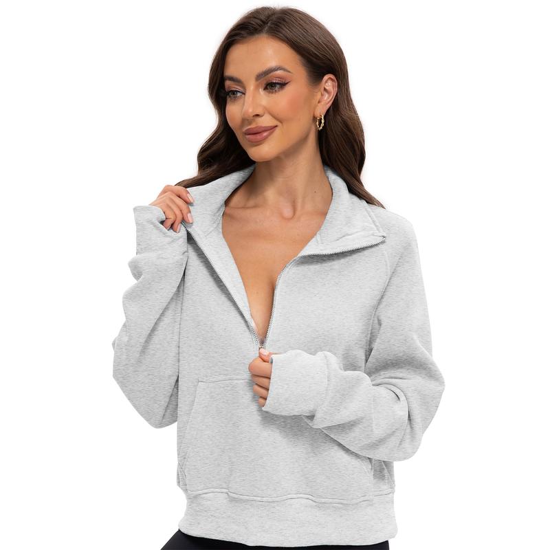 MISIFI Womens Sweatshirts Half Zip Cropped Pullover Fleece Quarter Zipper Hoodies 2024 Fall Fashion Outfits Clothes