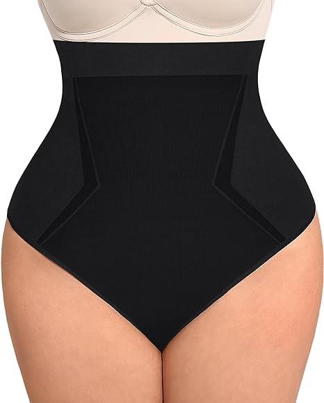 FeelinGirl Thong Shapewear Tummy Control Seamless Shaper Briefs High Waist Panties Girdle for Women Nylon Spandex Womenswear Check