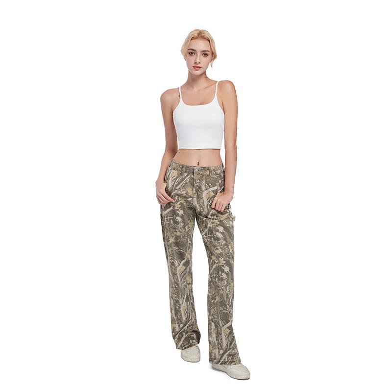 PinkyMoor Women's Camping Pants Camouflage Pants Low Rise Loose Pants Waistband Pocket Jeans Women's Camouflage Jeans Fashion Casual Hip Lifting Jeans