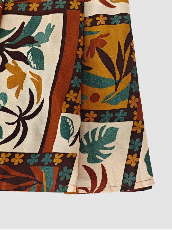  Patchwork Print A Line Skirt, Boho Fashion Casual Long Skirt for Daily Holiday Vacation Wear, Women's Bottoms for Fall & Winter