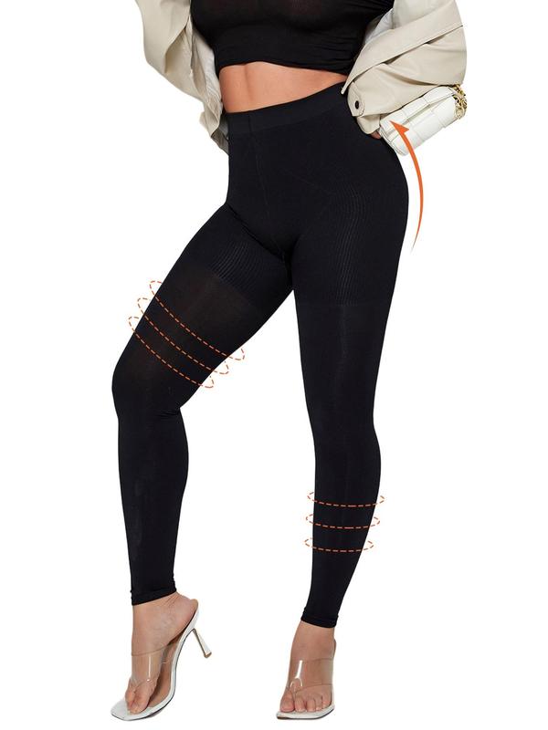 Women's High Waist Compression Tights, Solid Color Footless Pantyhose For Daily Wear, Women's Underwear For Fall & Winter