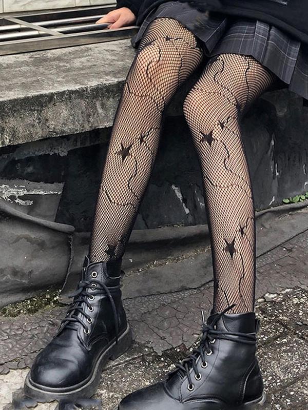 Women's Star Pattern Sexy Fishnet Tights, Sheer Mesh Tights, Hollow Out Pantyhose for Women, Women's Fancy Dress Costume Accessories for Cosplay Party