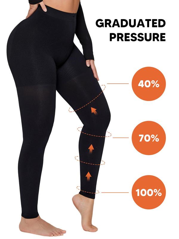 Women's High Waist Compression Tights, Solid Color Footless Pantyhose For Daily Wear, Women's Underwear For Fall & Winter