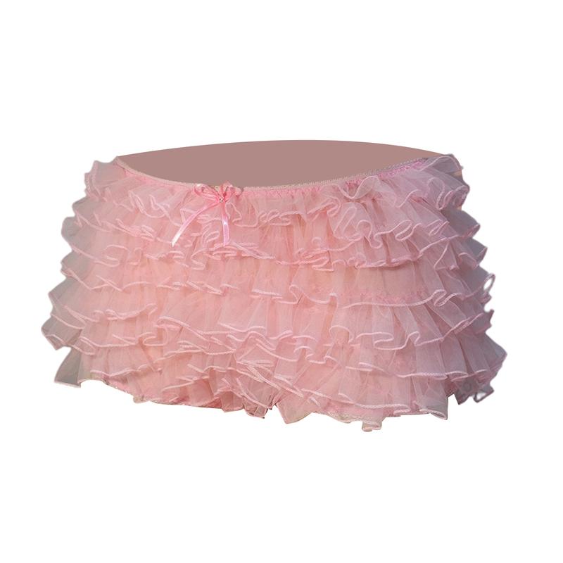 Women's Summer Ruffled Frilly Shorts, Multi-Layer Mesh Short Pants Sweet Cute Bloomers