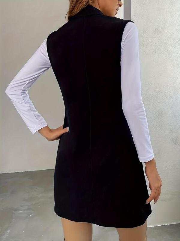 Women's Solid Color Vest Blazer without Tee, Elegant Sleeveless Outerwear for Work Office Business, Ladies Clothes for All Seasons, Going Out Outfits 2024