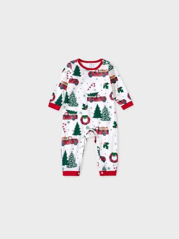 PatPat Christmas Pajamas Soft & Stretchy Family Matching Sets Car Christmas Tree Patterned Sleepwear Xmas PJS for Women Men Couples Adult Kids,Cute Pajama,Cozy Pajamas (Flame Resistant)