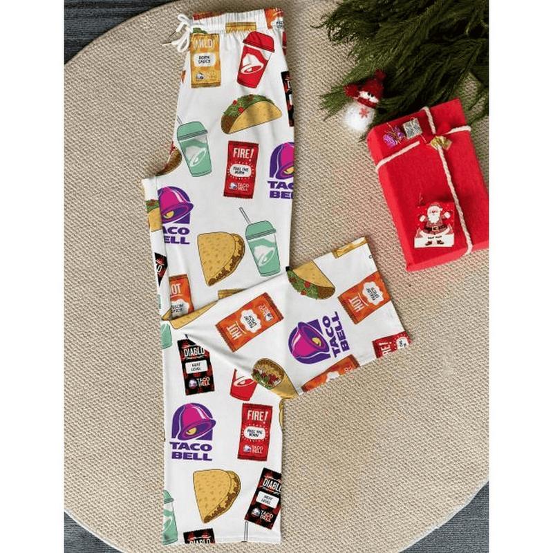 Taco Bell Pajama Pants - Comfort and Style Loungewear - Breathable Nightwear, Unisex PJs Pants, Bottoms Homewear