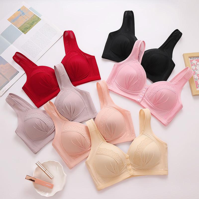 Women's Plus Size Front Snap Closure Everyday Bra No Wire Push Up Bralettes Full Coverage Bra Comfort Bralettes Bra