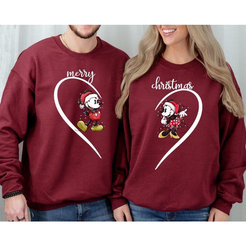 Mickey And Minnie Christmas Couple Merry Christmas Sweatshirt, Christmas Couple Matching, Funny Christmas Couples Sweater,Couples Sweatshirt, Couple Matching Sweatshirt, Hoodie