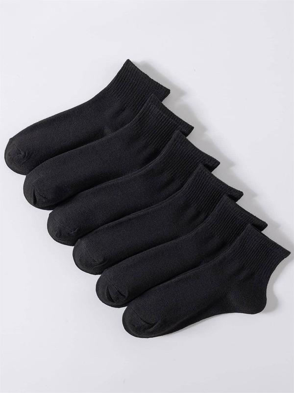 Women's 6 Pairs Solid Crew Socks, Breathable Comfortable Socks for Women, Multipack Low Cut Knit Socks, Women's Socks & Hosiery