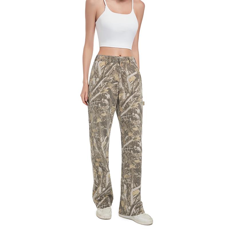 PinkyMoor Women's Camping Pants Camouflage Pants Low Rise Loose Pants Waistband Pocket Jeans Women's Camouflage Jeans Fashion Casual Hip Lifting Jeans