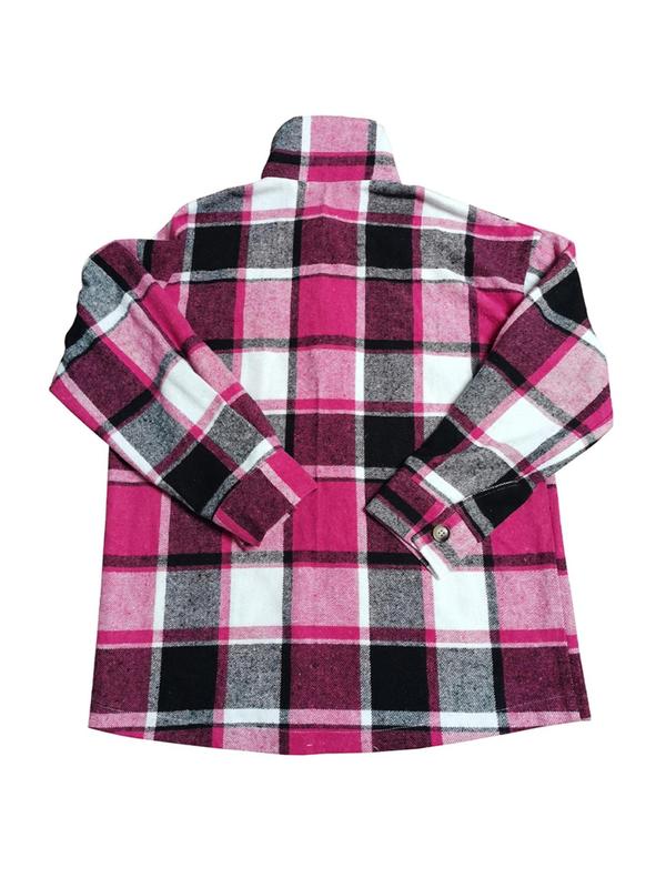 Women's Plaid Print Button Front Drop Shoulder Coat, Casual Fashion Jackets, Chic Comfort Longsleeves Collared Button Up Outerwear for Fall, Lady Clothing for Daily Wear, Womenswear, Downtown Girl Clothes