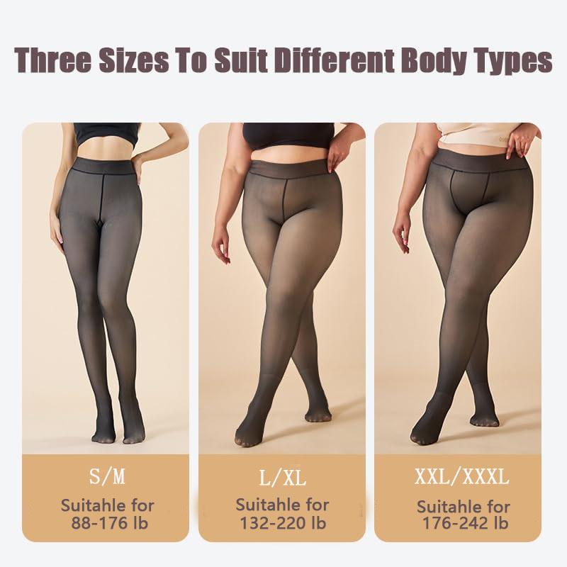 Fleece Lined Tights Womenswear，SIZE S - 3XL Fall&Winter Women Warm Velvet and Thickened Lace Body Leggings，Fleece Lined Tights For Women Fake Translucent Pantyhose High Waisted Thermal Leggings，​​​​​​​Plus Size Pantyhose