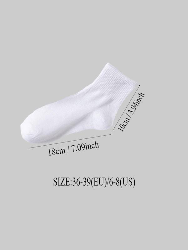 Women's 6 Pairs Solid Crew Socks, Breathable Comfortable Socks for Women, Multipack Low Cut Knit Socks, Women's Socks & Hosiery