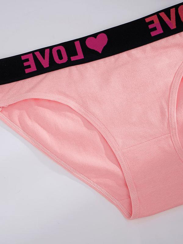 Women's Heart & Letter Tape Knicker Soft Comfy Breathable Panty, Summer Panties,Underwear for Al Seasons Daily Wear, Underwear for Women, Summer Wear 2024 Womenswear Comfort Bridal Print women's underwear