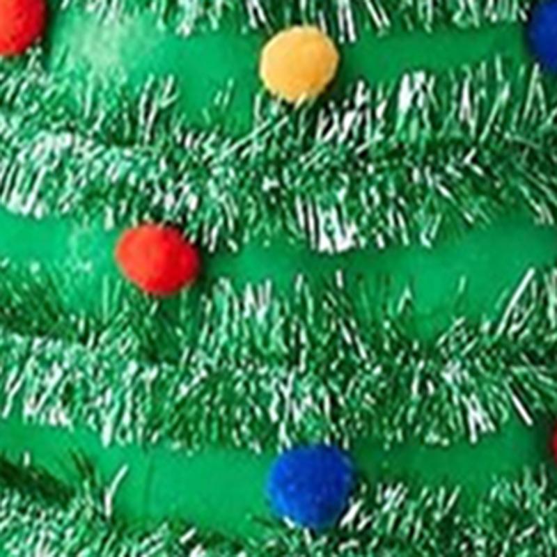 Christmas Tree Costume Sleeveless Hood Tops Red Plush Ball Tinsel Adult Cosplay Party Prop