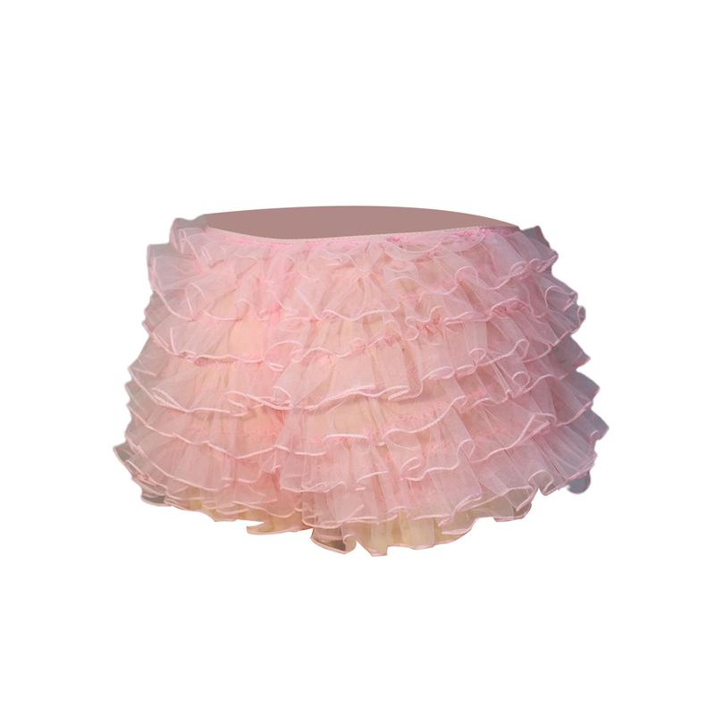 Women's Summer Ruffled Frilly Shorts, Multi-Layer Mesh Short Pants Sweet Cute Bloomers