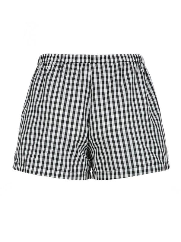 Women's Plaid Print Bow Decor Shorts, Casual Comfy Pocket Shorts for Daily Wear, Ladies Bottoms for All Seasons