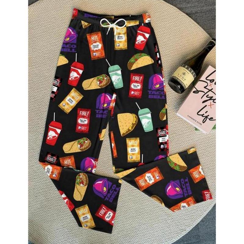 Taco Bell Pajama Pants - Comfort and Style Loungewear - Breathable Nightwear, Unisex PJs Pants, Bottoms Homewear