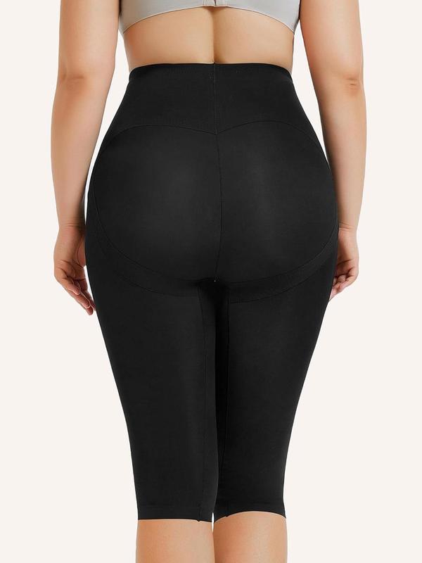 Women's Solid High Waist Shapewear Capris Leggings, Tummy Control Butt Lifting Shaper, High Stretch Seamless Shapewear Bottoms for Daily Wear