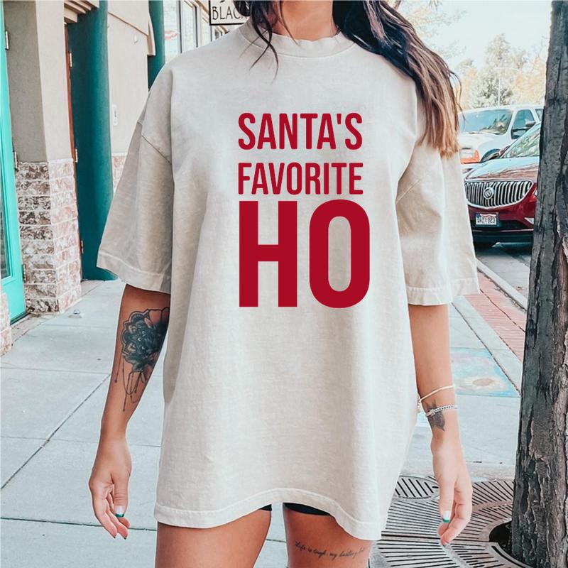 Santa's Favorite Ho T-Shirt Sweatshirt Hoodie Trendy Graphic Shirt Family Streetwear casual Multicolor Fun and Expressive Design casual wear