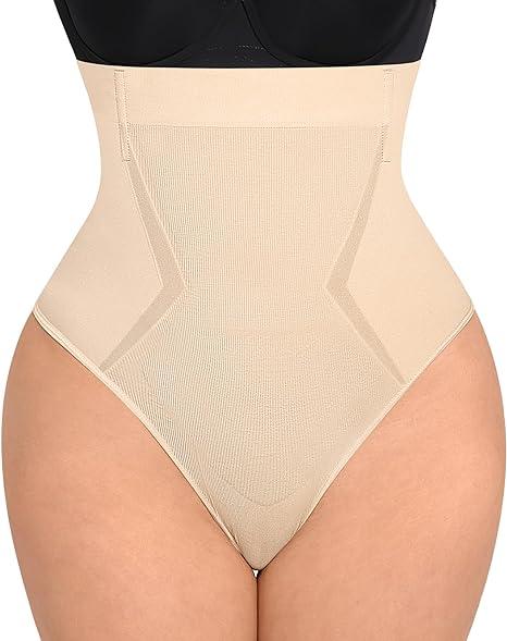 FeelinGirl Thong Shapewear Tummy Control Seamless Shaper Briefs High Waist Panties Girdle for Women Nylon Spandex Womenswear Check