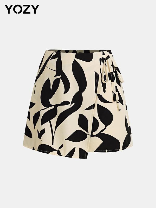 YOZY [4 colors, size 0 2-14] Boho Ditsy Floral Print Wrap Shorts  Tie side High Waist Shorts, 2024 Women's Summer Outfits for Beach, Holiday, Vacation, [XS-XXL]