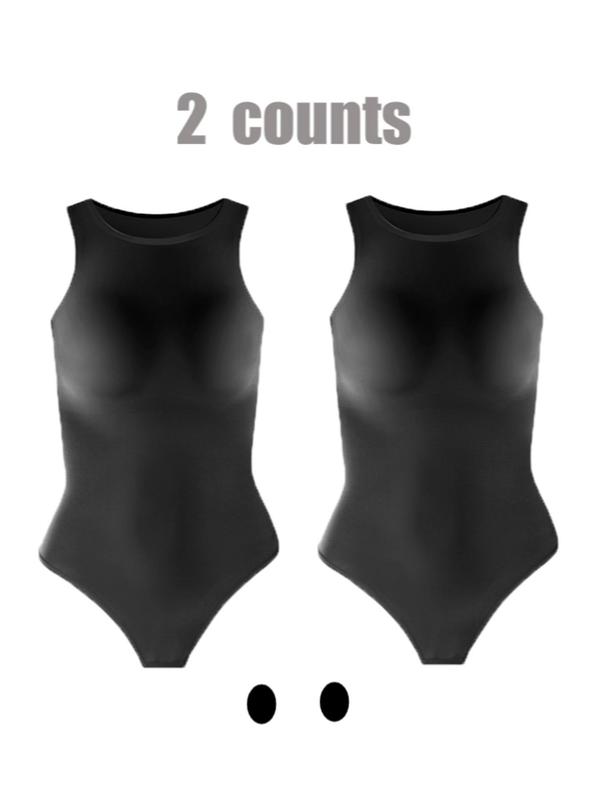 Women's Solid Round Neck Shapewear Bodysuit, Stretchy Shaper Clothes, Tummy Control Shapewear Bodysuit, Waist Trainer Women, Summer Wear 2024, Women's Shapewear