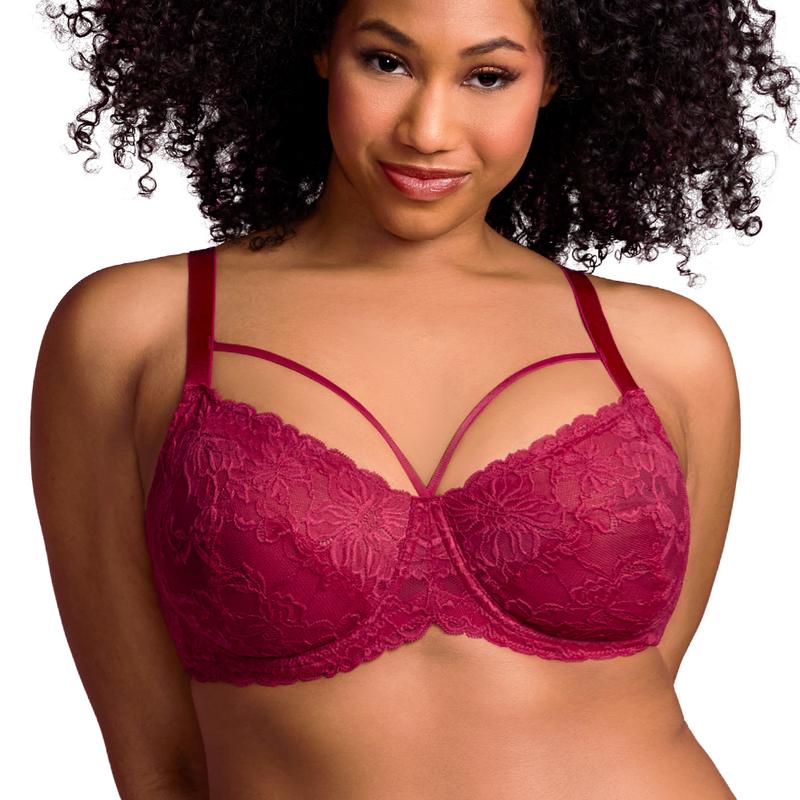 Live Exclusive HSIA Pretty In Petals Unlined Strappy Floral Lace Unpadded Plus Size Underwire Bra