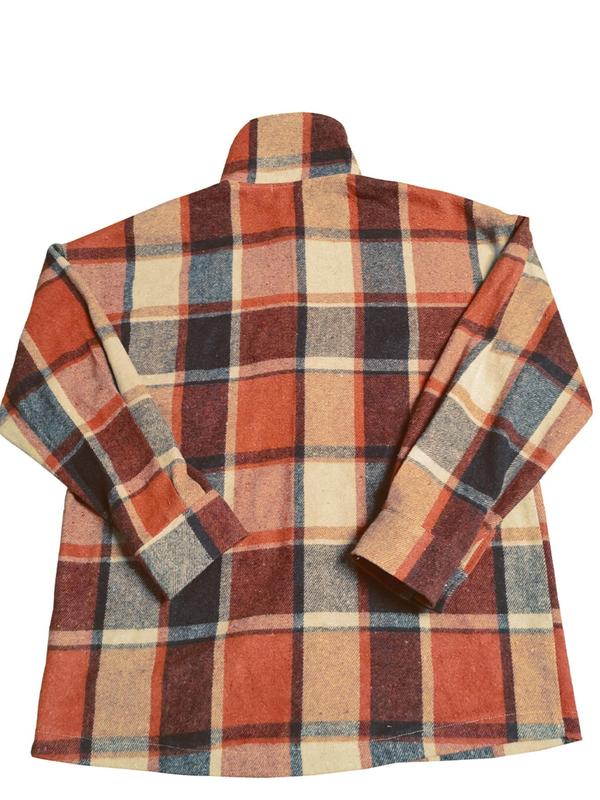 Women's Plaid Print Button Front Drop Shoulder Coat, Casual Fashion Jackets, Chic Comfort Longsleeves Collared Button Up Outerwear for Fall, Lady Clothing for Daily Wear, Womenswear, Downtown Girl Clothes