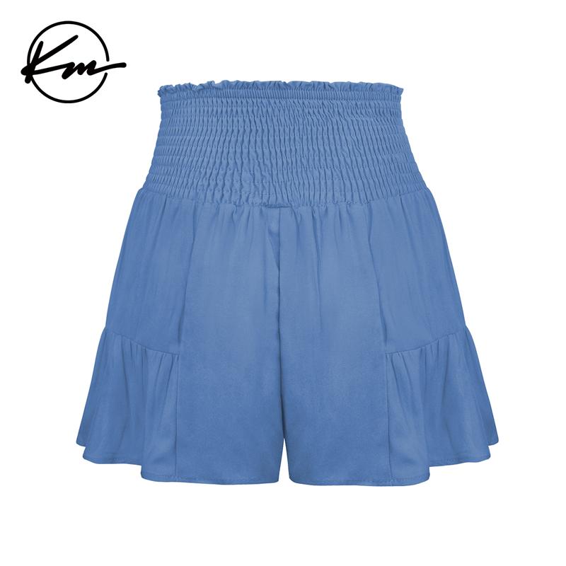 KatchMe Lovely Womenswear Solid Color High Waist Bow Tie Textured Shorts,Plain Versatile Summer Bottom,Comfort Casual High Stretch Ruched Loose Shorts