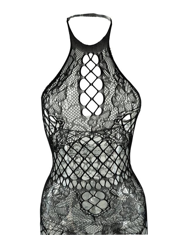 Women's Cut Out Backless Halter Fishnet Sexy Lingerie, Solid Color Sheer Lingerie, Fashion Comfy Ladies Lingerie for All Seasons,  Underwear for Women