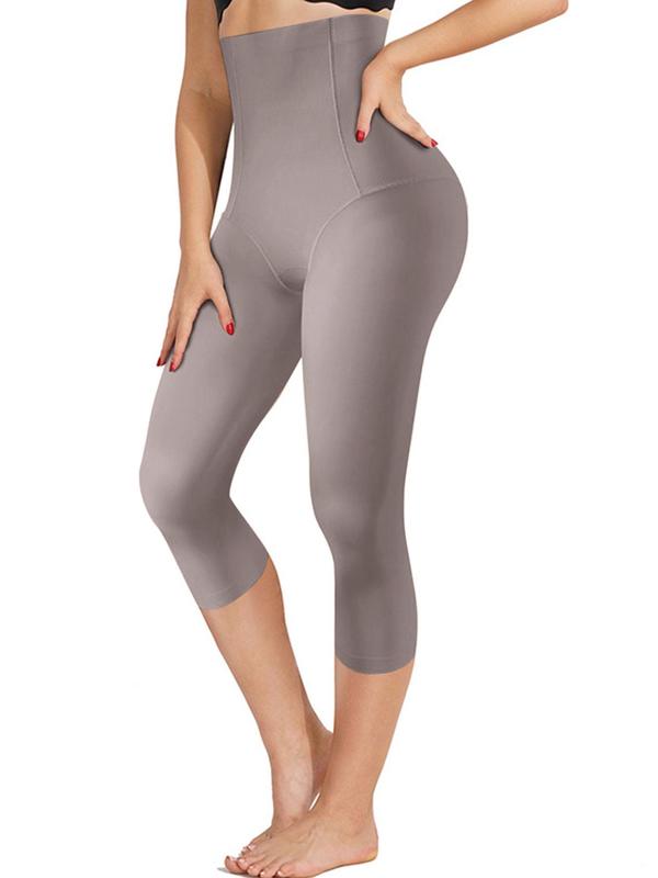 Women's Solid High Waist Shapewear Capris Leggings, Tummy Control Butt Lifting Shaper, High Stretch Seamless Shapewear Bottoms for Daily Wear