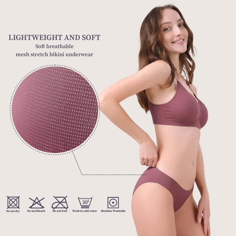 LEVAO Seamless Underwear for Women Bikini Panties No Show Cheeky Underwear Breathable Invisibles Hipster S-XL 6 Pack