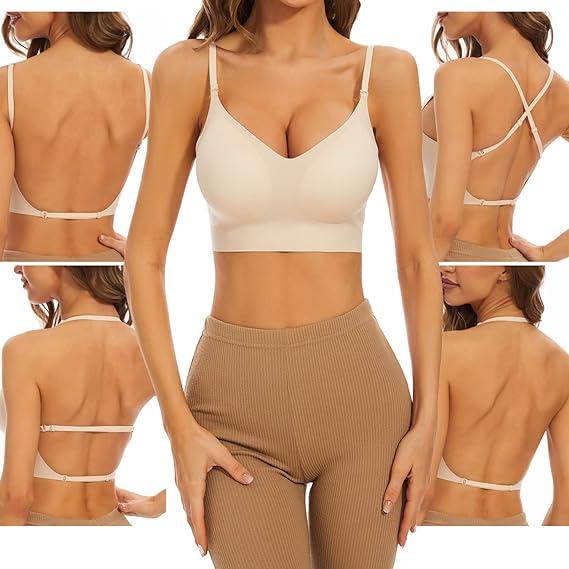 Women's Low Back Wirefree Seamless Bra  Underwear 、Backless Bras,  Womenswear Lady Sexy Comfortable Lingerie Bridal Basic Minimalist