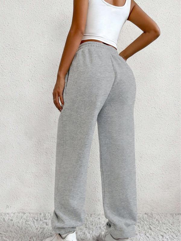 Women's Plain Criss Cross High Waist Sweatpants, Casual Street Pocket Jogger Pants for Spring & Fall, Clothes Women, Ladies Bottoms for Daily Wear