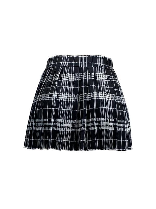 Women's Plaid Print High Waist Pleated Skirt, Boho Romantic A Line Short Skirt For Daily Wear Vacation Holiday, Ladies Summer Clothes