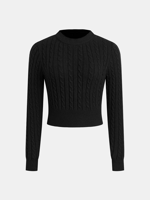 YOZY Black Friday Deals, Women's Solid Textured Long Sleeve Crew Neck Sweater, Casual Round Neck Jumper for Fall & Winter, Fashion Ladies' Knitwear for Daily Wear,,  Christmas 2024 Trend, Thanksgiving Clothes, Fall Clothes, Winter Clothes