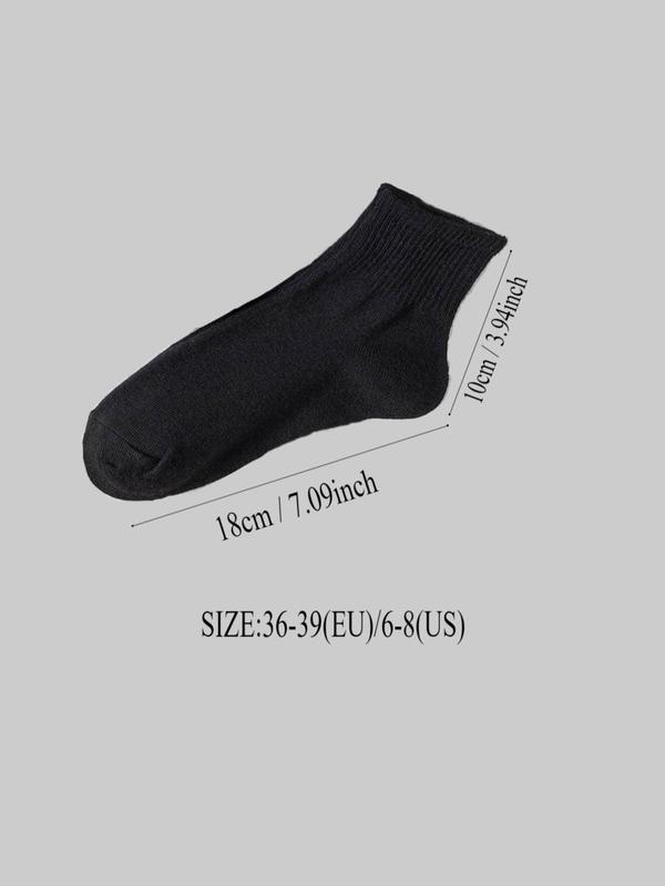 Women's 6 Pairs Solid Crew Socks, Breathable Comfortable Socks for Women, Multipack Low Cut Knit Socks, Women's Socks & Hosiery