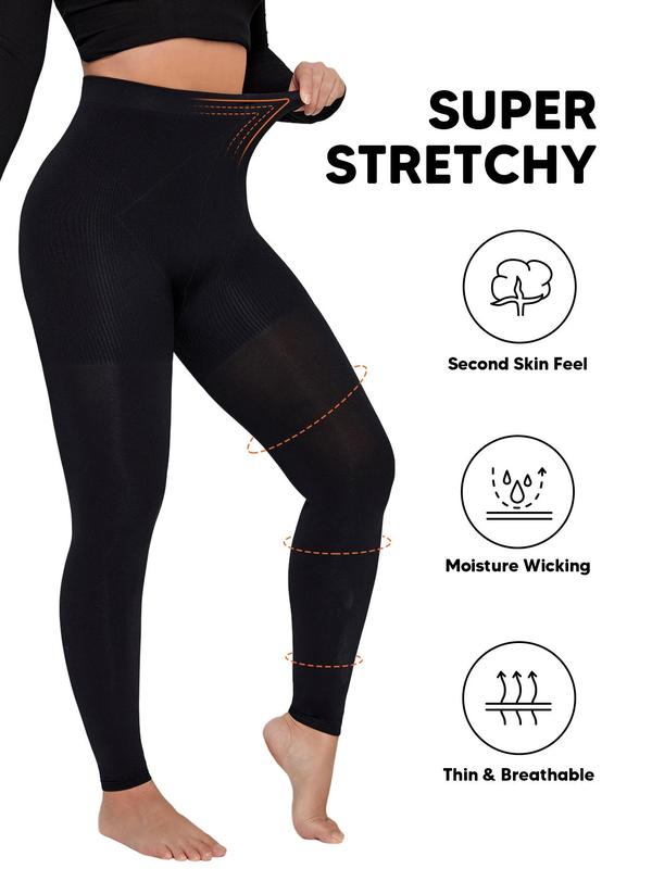 Women's High Waist Compression Tights, Solid Color Footless Pantyhose For Daily Wear, Women's Underwear For Fall & Winter