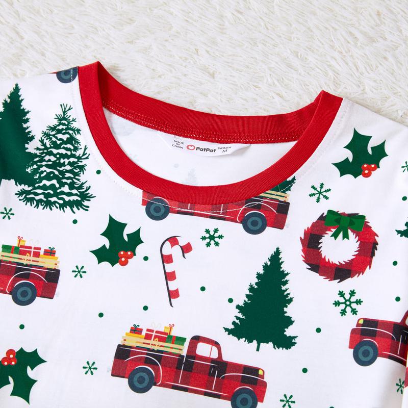 PatPat Christmas Pajamas Soft & Stretchy Family Matching Sets Car Christmas Tree Patterned Sleepwear Xmas PJS for Women Men Couples Adult Kids,Cute Pajama,Cozy Pajamas (Flame Resistant)