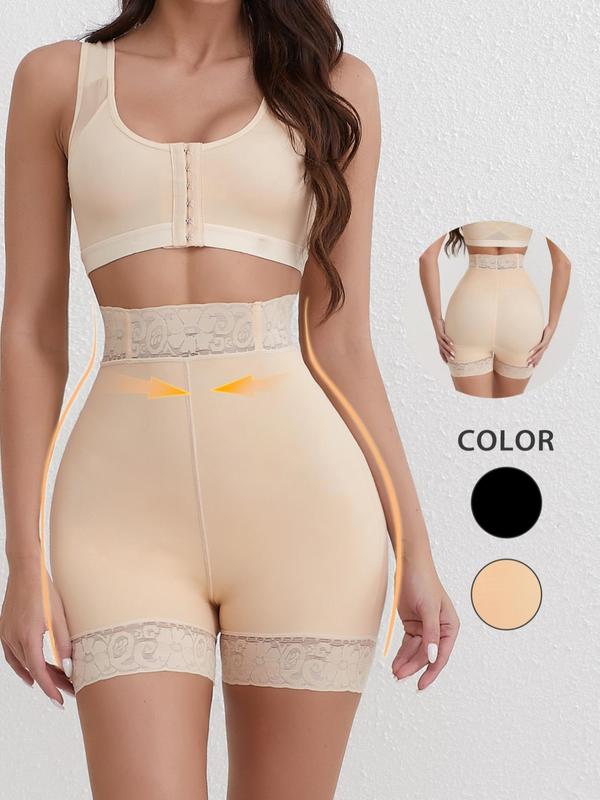 Women's Contrast Lace High Waist Shapewear Shorts, Casual Tummy Control Butt Lift Shaper, Ladies Shapewear Bottoms for Daily Wear