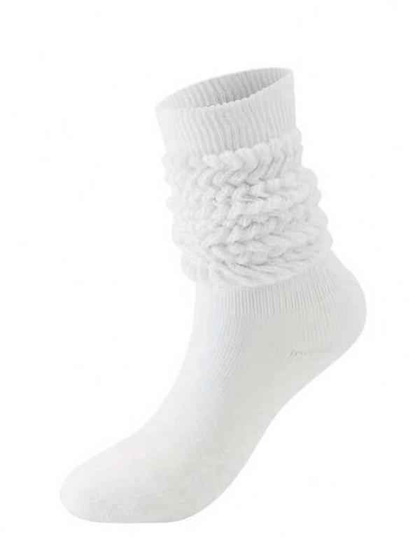 Women's 2 Pairs Solid Slouch Crew Socks, Casual Moisture Wicking Socks, Soft Comfy Breathable Socks for All Seasons Daily Wear