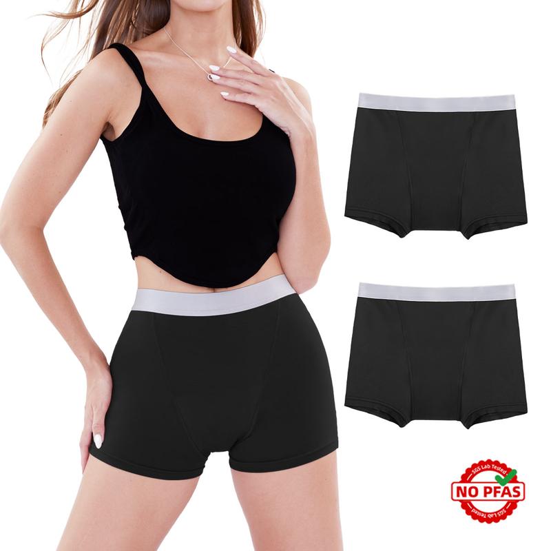 Period Underwear for Women Boyshort High Waisted Period Panties Heavy Flow Overnight Period Shorts Leakproof 2 Pack Womenswear Comfort